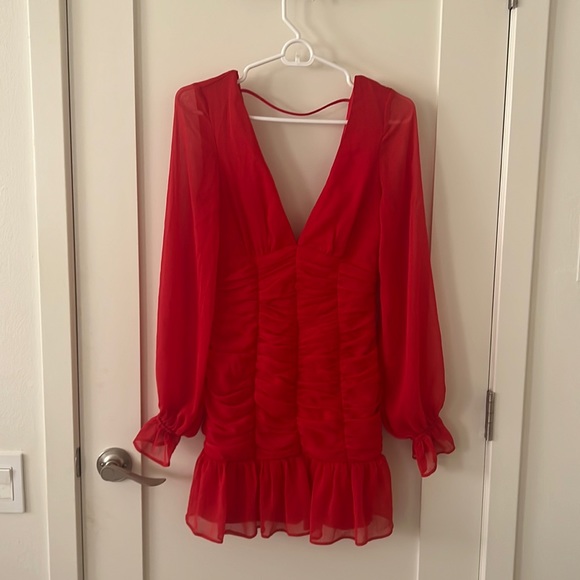 Red Ruched Dress - Picture 5 of 7